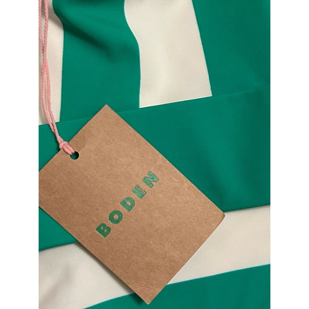 NEW - BODEN women PORTO V-NECK resin buckle one piece swimsuit green white SZ 6L - Picture 12 of 15